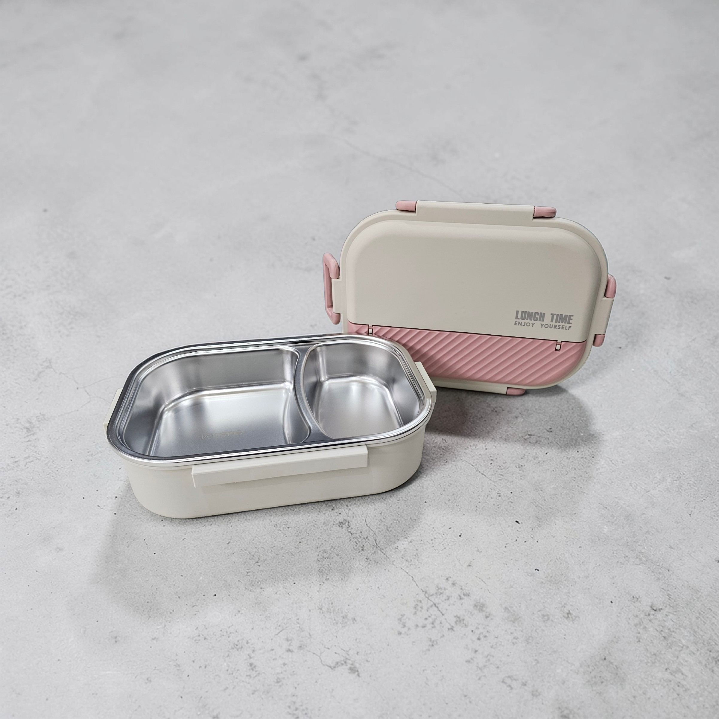 Premium Lunch Time Stainless Steel-Dual Compartment Lunch Box