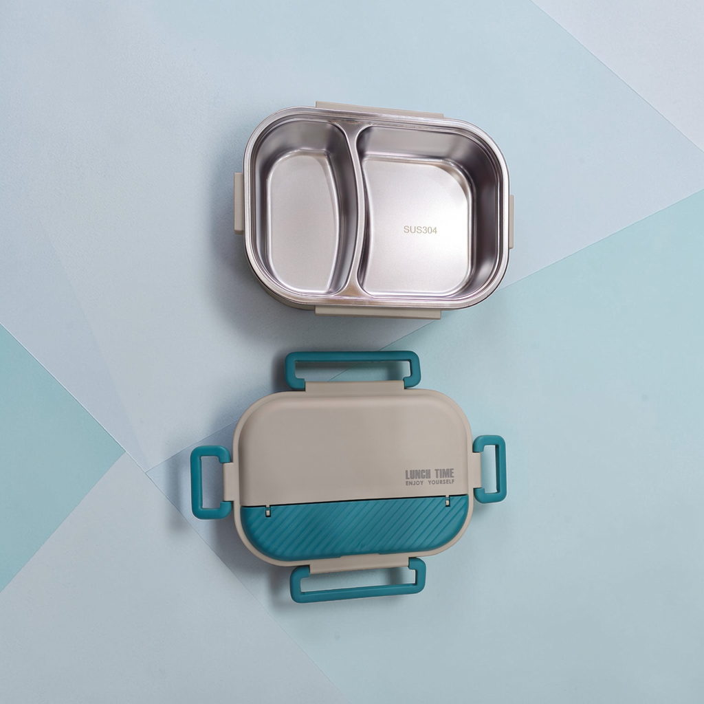 Premium Lunch Time Stainless Steel-Dual Compartment Lunch Box