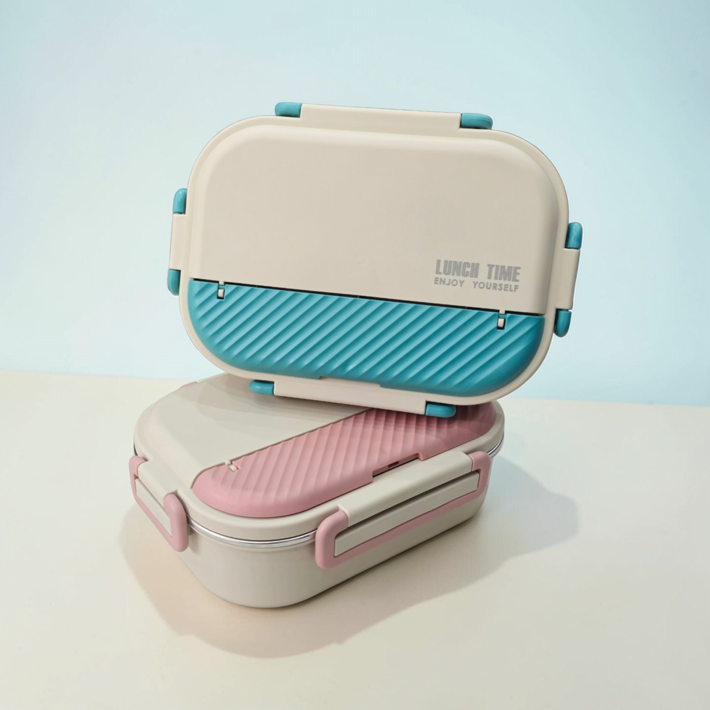 Premium Lunch Time Stainless Steel-Dual Compartment Lunch Box