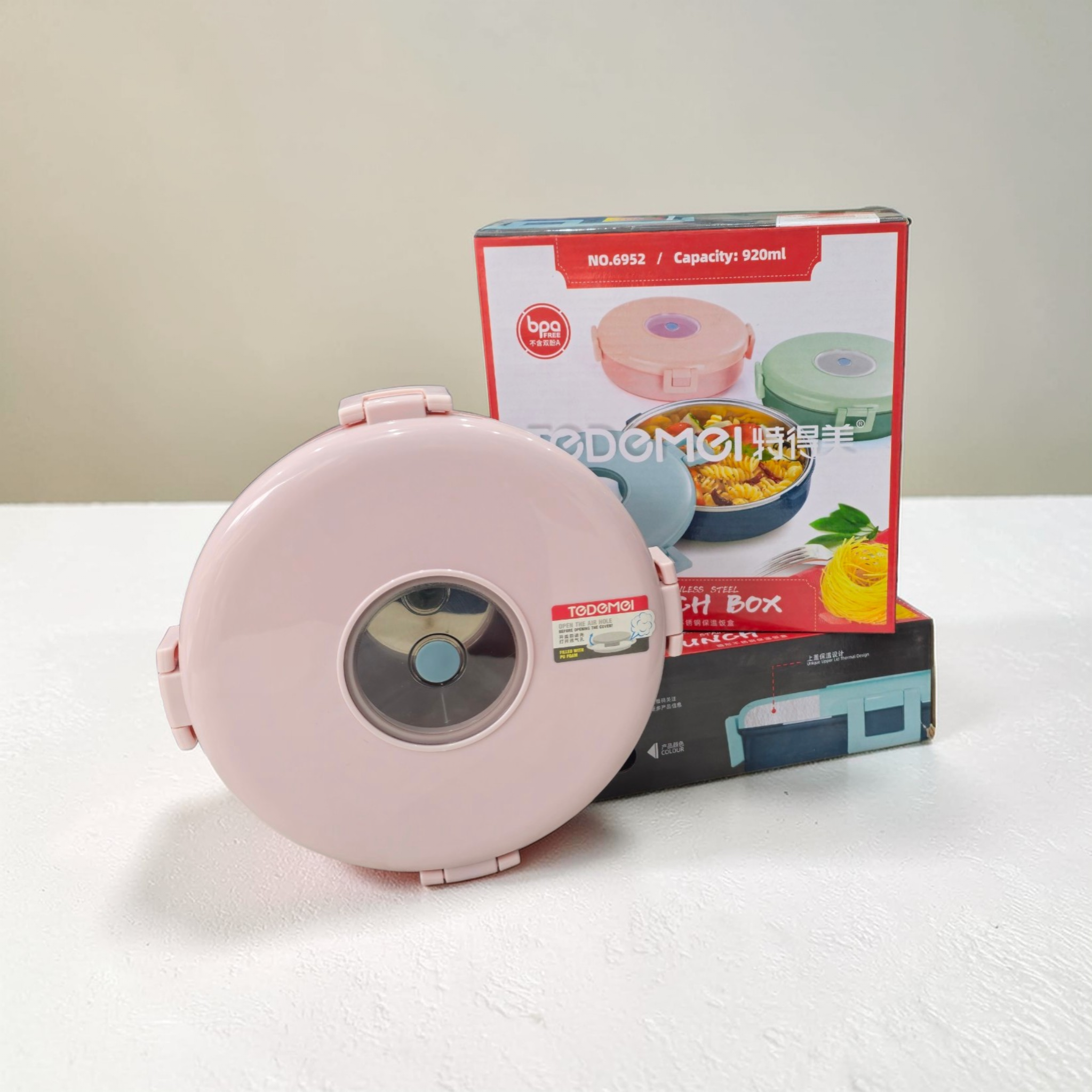 TEDEMEI Round Stainless Steel Insulated Lunch Box