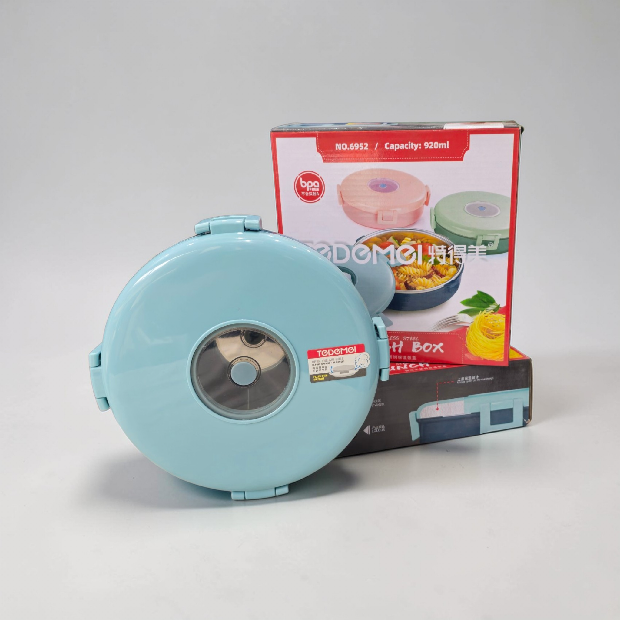 TEDEMEI Round Stainless Steel Insulated Lunch Box
