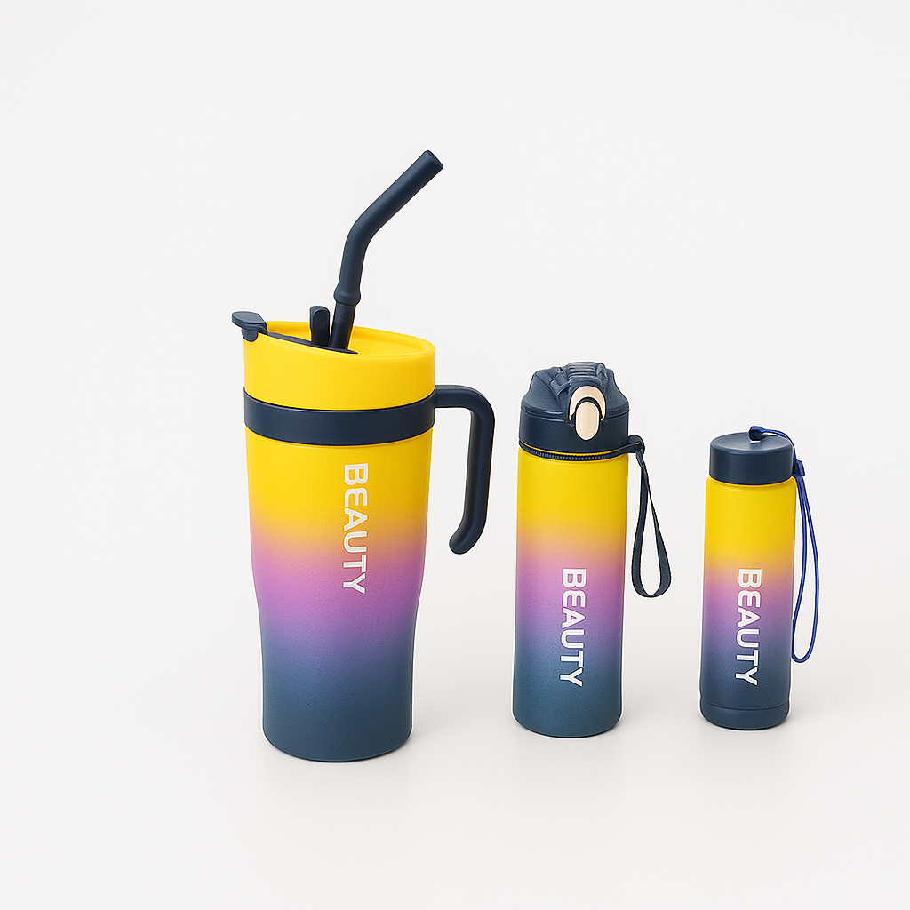 Beauty Gradient Water Bottle Set – 3 Pcs Set