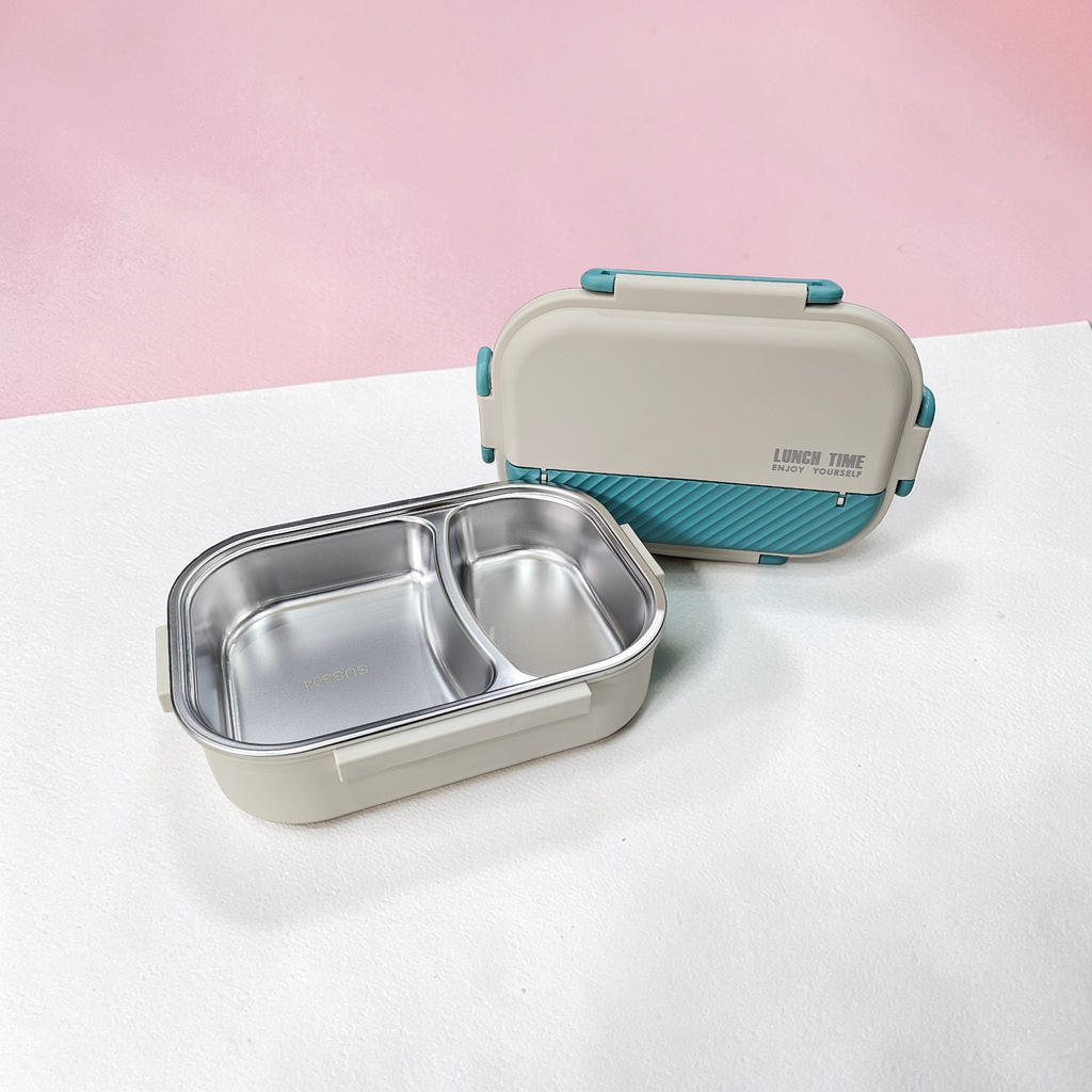 Premium Lunch Time Stainless Steel-Dual Compartment Lunch Box