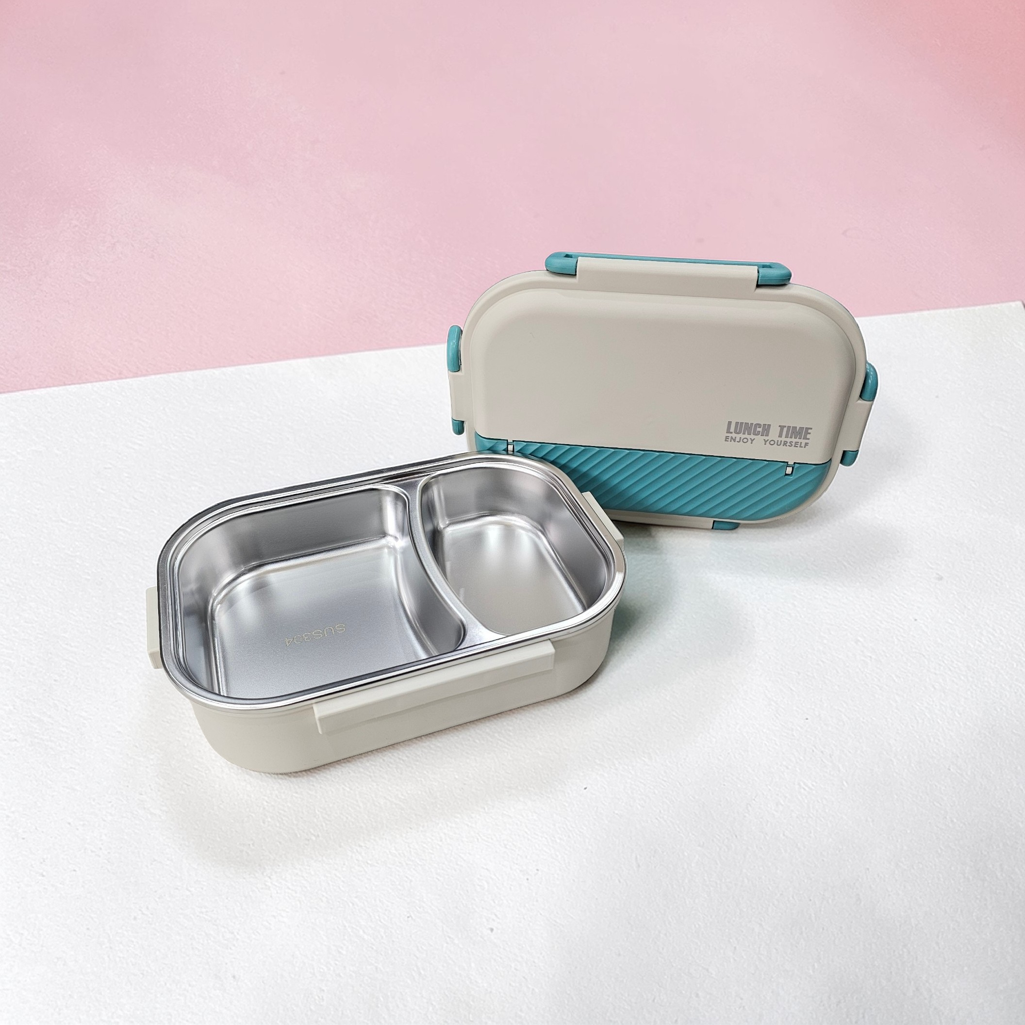 Premium Lunch Time Stainless Steel-Dual Compartment Lunch Box