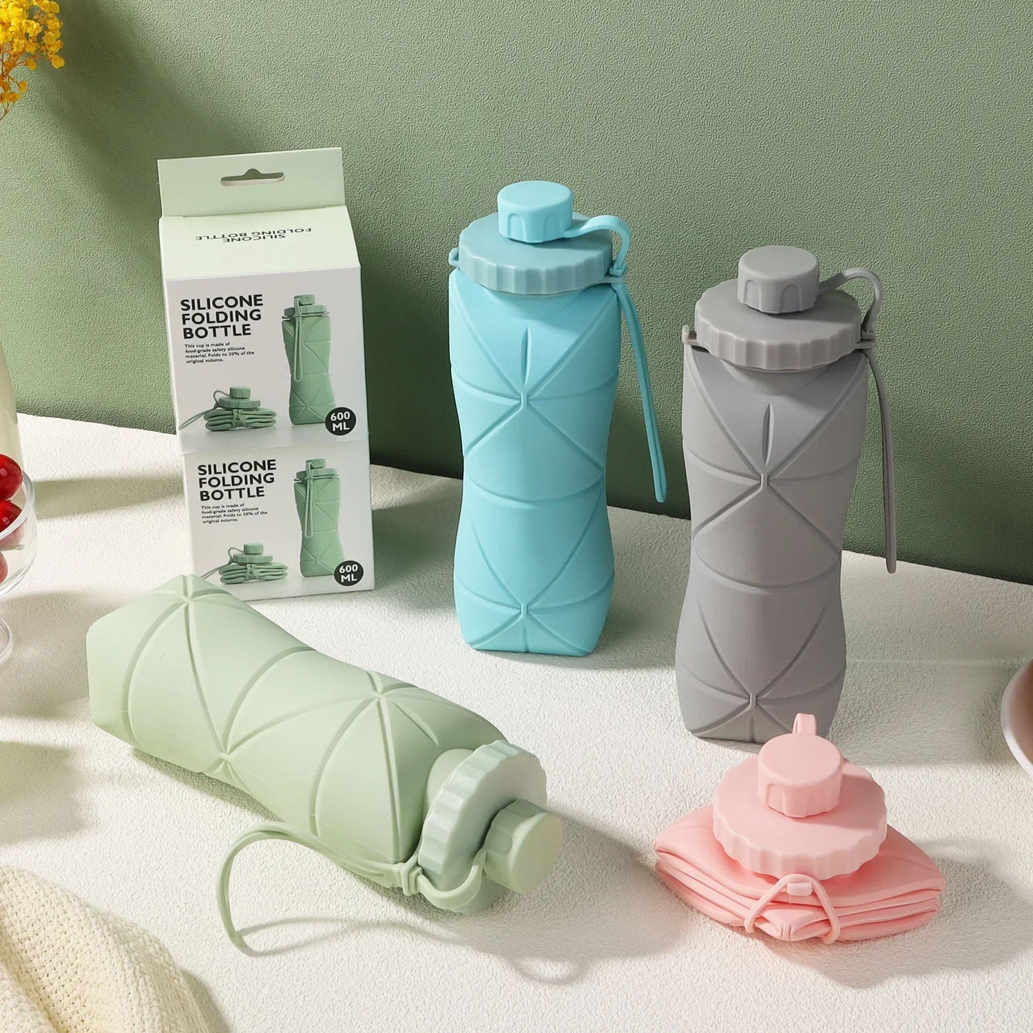 Premium Foldable Silicone Water Bottle | 600 ml | Leak-Proof